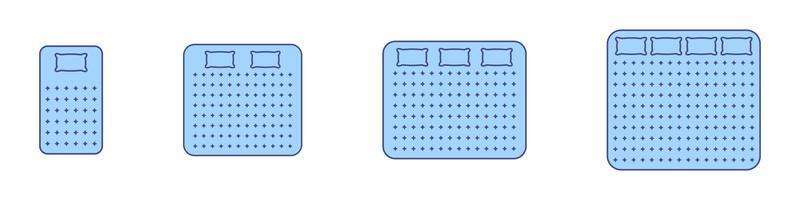 Different White Mattress Line Icons. Mattress Sizes and Bed Dimensions.  Dimension Measurements for Crib, Small Single, Twin, Full or Double, Queen  and King Size Bed. Vector illustration. 5893771 Vector Art at Vecteezy