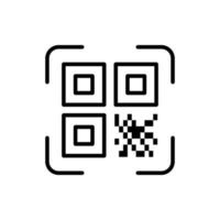 icono de línea de escáner de código qr. escanee el pictograma lineal qrcode. aplicación de tecnología para el símbolo de contorno del producto de identificación. etiqueta de información trazo editable. ilustración vectorial aislada. vector