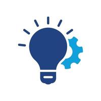 Lightbulb and Gear Idea Concept Color Icon. Technology Innovation Light Bulb, Cog Wheel Pictogram. Creativity Solution Silhouette Icon. Brain Power. Isolated Vector Illustration.