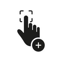 Scan Fingerprint Password to Access Silhouette Icon. Add Touch ID to the Smartphone Glyph Pictogram. Scanner Human Finger Print Identification Icon. Accepted Thumbprint. Isolated Vector Illustration.