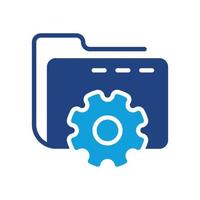 Setting of Data Folder Color Icon. Computer Folder with Gear Silhouette Icon. Options and Configuration of File or Document. Vector Illustration.