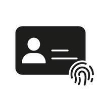 Personal ID Card with Fingerprint Silhouette Icon. Thumbprint ID Plastic Card Identification for Company Employee Pictogram. User Fingerprint Security Identity Sign. Isolated Vector Illustration.