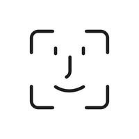 Scan Face ID Line Icon. Facial Recognition Linear Pictogram. Biometric Identification Technology Outline Symbol. Verification on Smartphone Symbol. Isolated Vector Illustration.