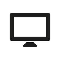 señal de pantalla del monitor. icono de silueta de monitor de computadora. pictograma de glifo de escritorio de pantalla ancha de pc. tv con símbolo de tecnología lcd digital. ilustración vectorial aislada. vector