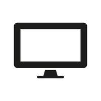 Monitor Screen Sign. Computer Monitor Silhouette Icon. PC Wide Screen Desktop Glyph Pictogram. TV with Digital LCD Technology Symbol. Isolated Vector Illustration.