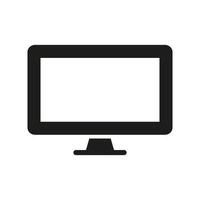 señal de pantalla del monitor. icono de silueta de monitor de computadora. pictograma de glifo de escritorio de pantalla ancha de pc. tv con símbolo de tecnología lcd digital. ilustración vectorial aislada. vector