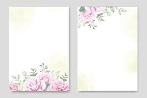 Beautiful Floral Roses Flowers Wedding Invitation Card template vector