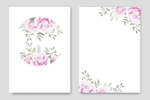 Beautiful Floral Roses Flowers Wedding Invitation Card template vector