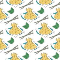 Tempura sketch seamless pattern vector illustration