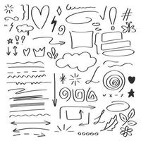 conjunto de elementos de diseño de estilo de doodle dibujado a mano vector