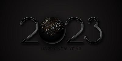 Black and gold Happy New Year banner design vector