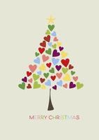 Christmas background with tree of hearts design vector