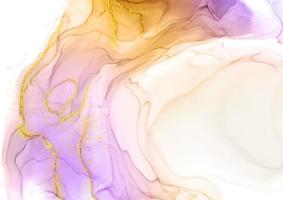 Hand painted alcohol ink pastel background with gold glitter vector