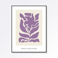 Trendy Matisse botanical wall art with floral patterns in pastel colors, Boho decor, Minimalist art, Illustration, Poster, Postcard. Collection for decoration. Set of abstract fashion creativity. vector