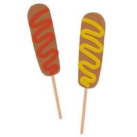 Corn dogs.Korean street food. vector