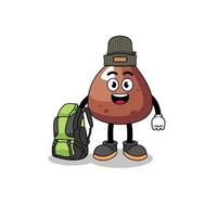 Illustration of choco chip mascot as a hiker vector