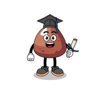 mascota de choco chip con pose de graduación vector