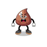 choco chip cartoon illustration with angry expression vector