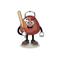 caricatura de mascota de choco chip como jugador de béisbol vector