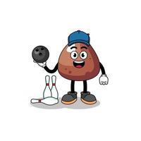 Mascot of choco chip as a bowling player vector