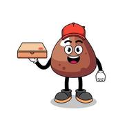 choco chip illustration as a pizza deliveryman vector