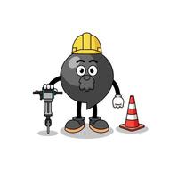 Character cartoon of comma symbol working on road construction vector