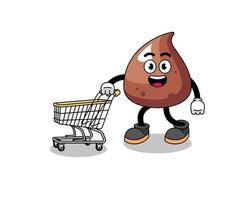 Cartoon of choco chip holding a shopping trolley vector
