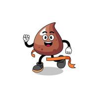 Mascot cartoon of choco chip running on finish line vector