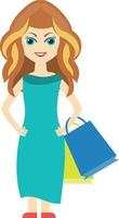 ilustración de vector de compras femeninas en un fondo. símbolos de calidad premium. iconos vectoriales para concepto y diseño gráfico.