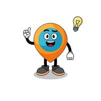 location symbol cartoon with get an idea pose vector