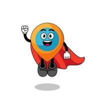 location symbol cartoon with flying superhero vector