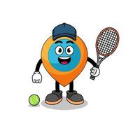ilustración de símbolo de ubicación como jugador de tenis vector