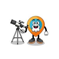 Illustration of location symbol mascot as an astronomer vector