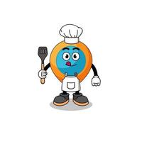 ilustración de mascota del chef de símbolo de ubicación vector