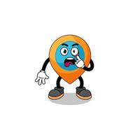 Character Illustration of location symbol with tongue sticking out vector
