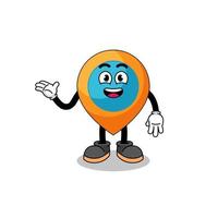 location symbol cartoon with welcome pose vector