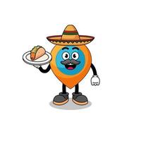 Character cartoon of location symbol as a mexican chef vector