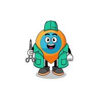 Illustration of location symbol mascot as a surgeon vector