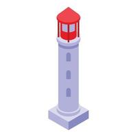 Coast lighthouse icon isometric vector. Sea beach