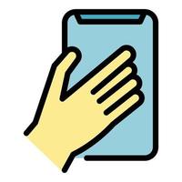 Large smartphone icon color outline vector