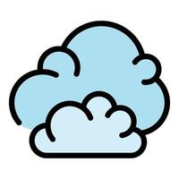 Fluffy clouds icon color outline vector