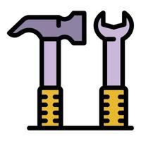 Communications engineer hammer key icon color outline vector