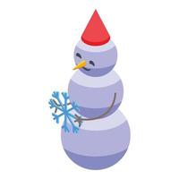 Snowman with snowflake icon isometric vector. Winter snow vector