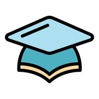 vector de contorno de color de icono de sombrero de graduación tradicional
