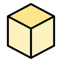 Cube box icon color outline vector