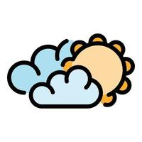 vector de contorno de color de icono de día nublado
