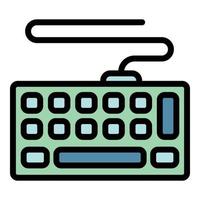 Wired keyboard icon color outline vector