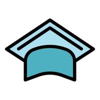 vector de contorno de color de icono de sombrero de graduación de educación