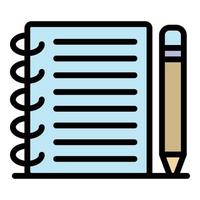 School notebook pencil icon color outline vector