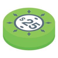 Green casino chips icon isometric vector. Card poker vector